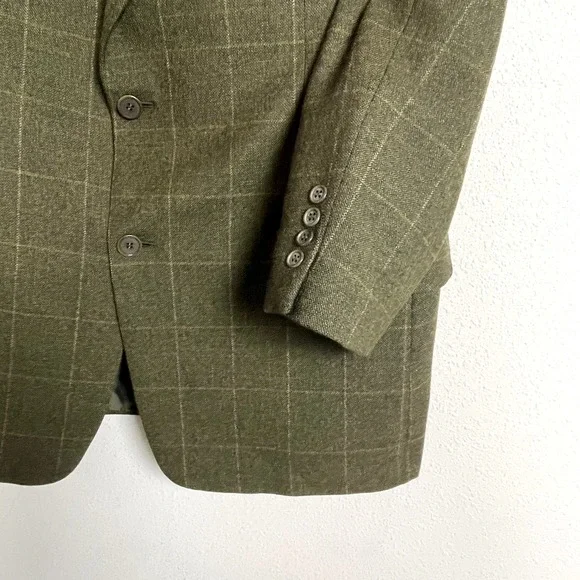 Valentino Wool Cashmere Blazer 44L Brown Windowpane Check Sport Coat Italy - Picture 2 of 9